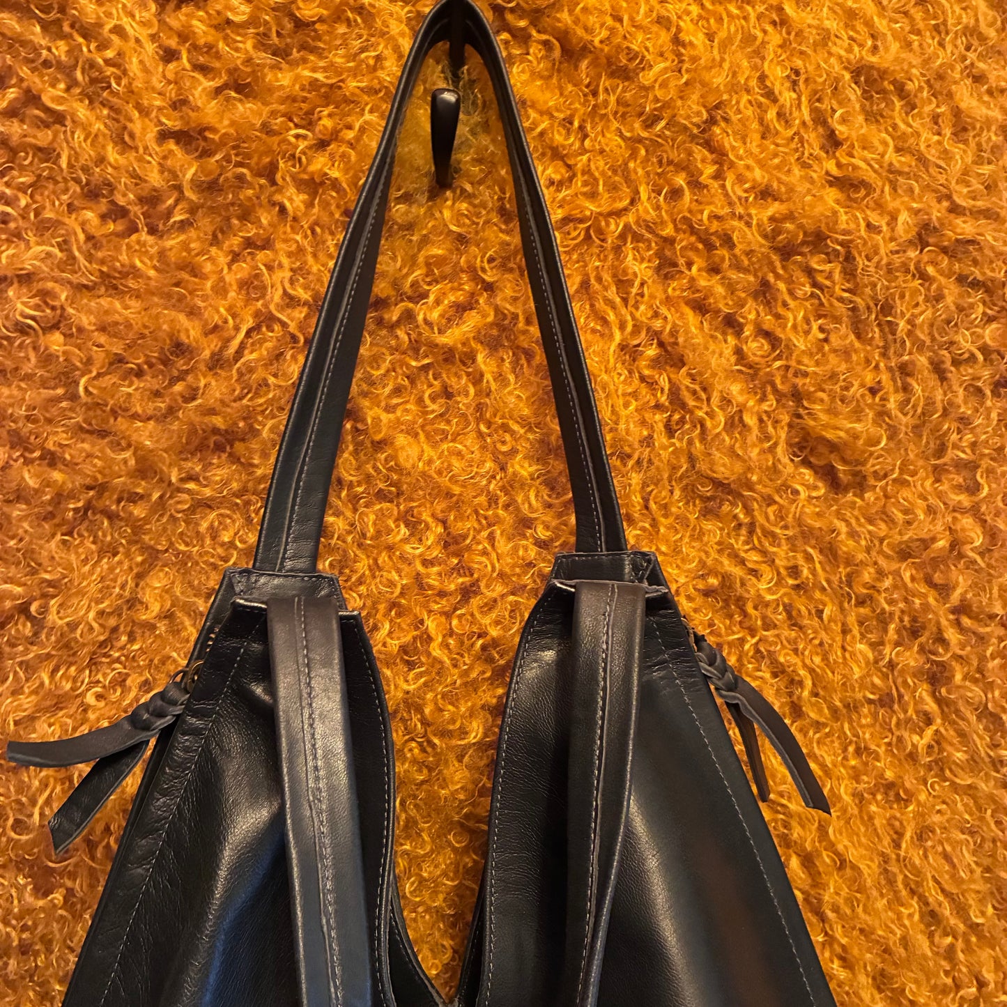 Kyoto Leather Tote Bag - Navy