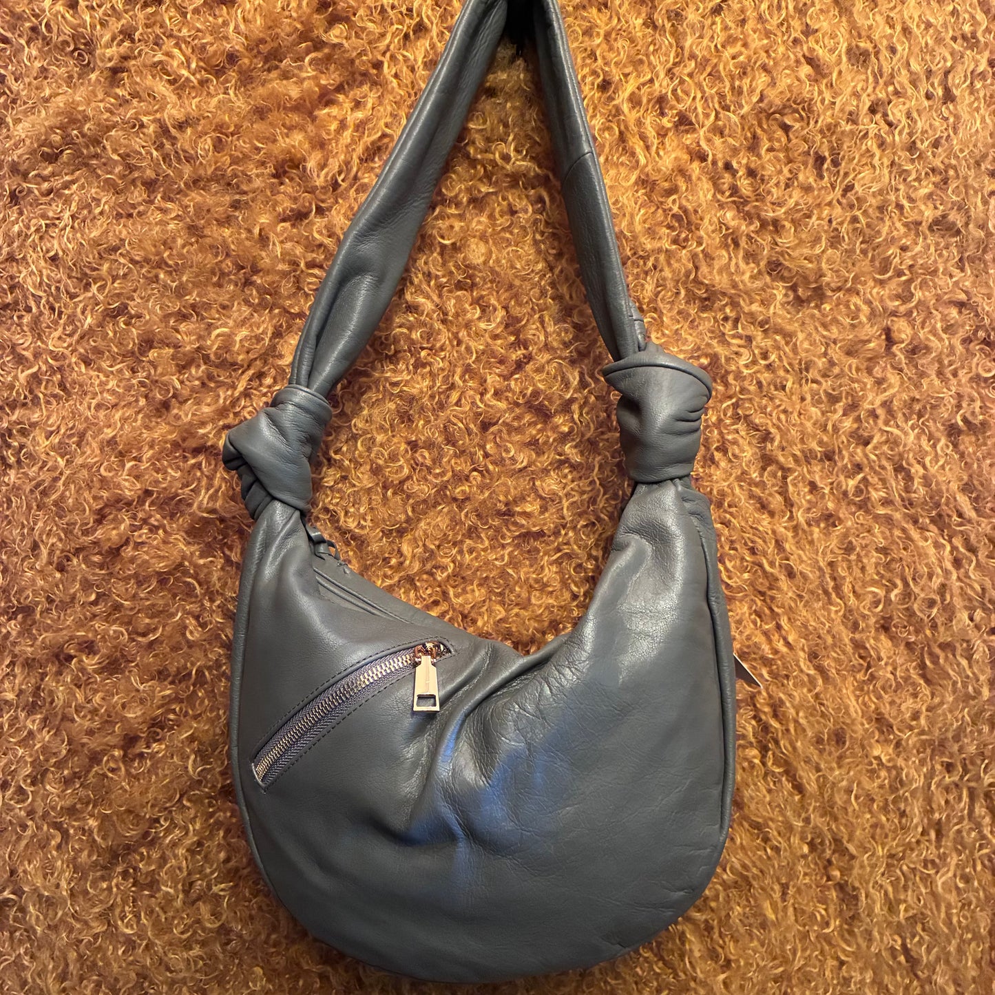 Chandra Leather Sling Bag - Grey