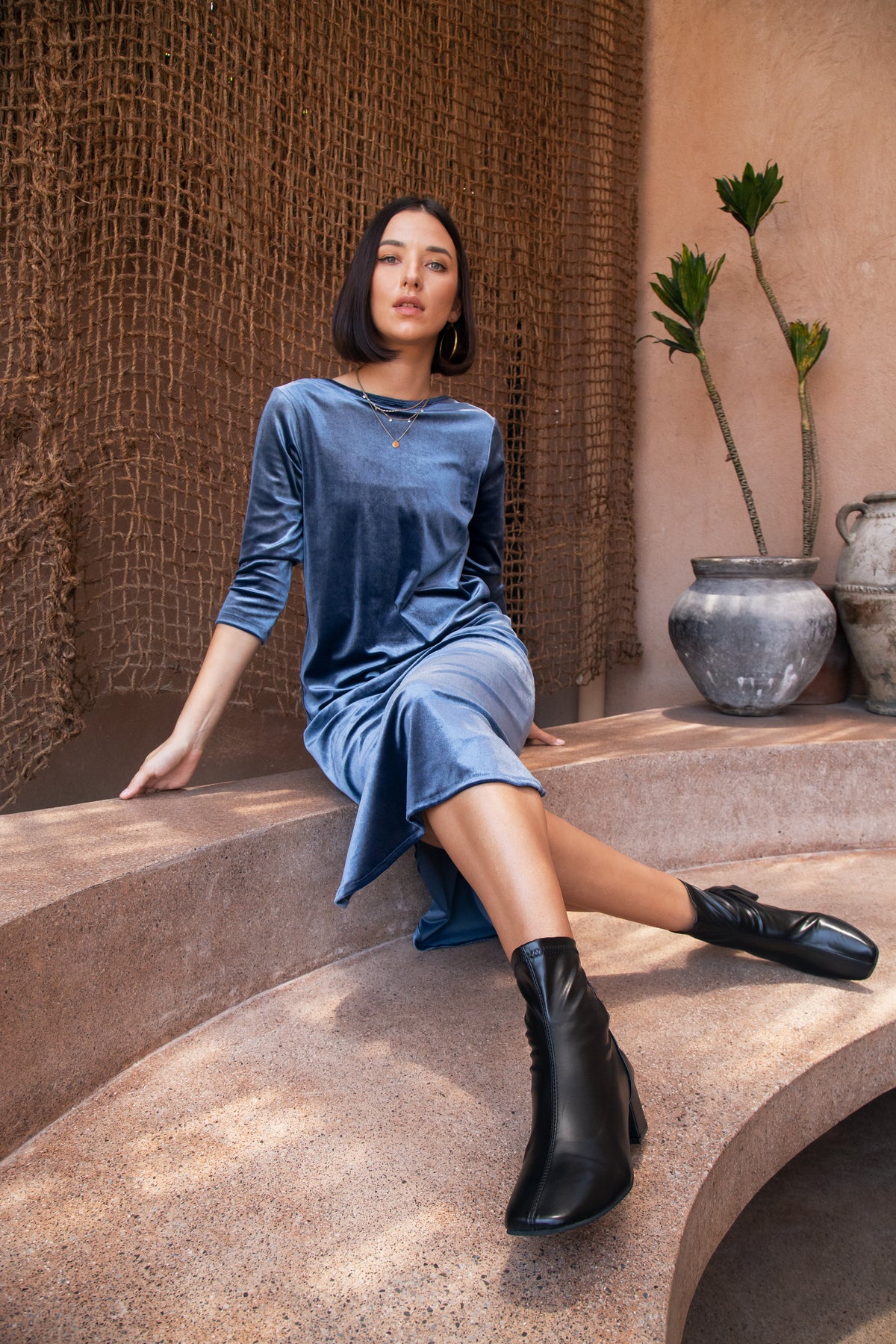 Teddie Velour Dress - NY Blue Velvet