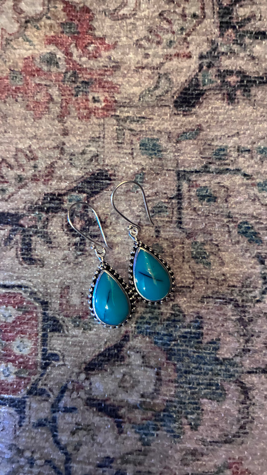 Turquoise Stone Teardrop Earrings