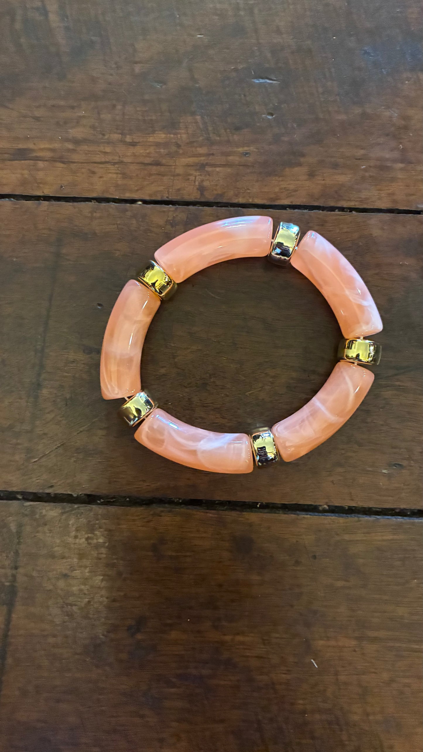 Resin/Gold Elastic Bracelets - Multi