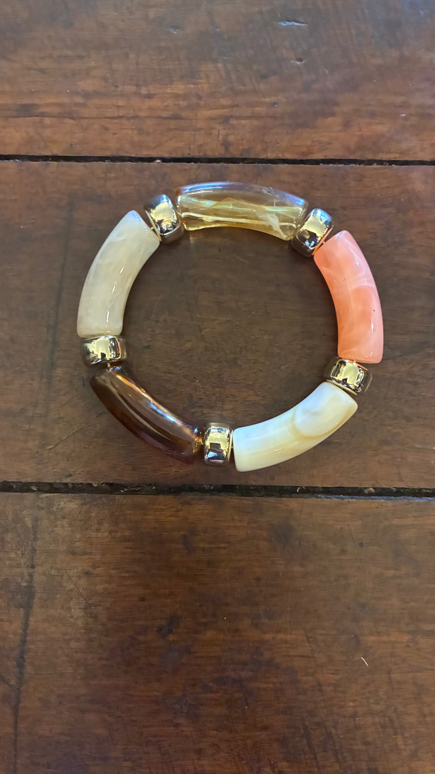 Resin/Gold Elastic Bracelets - Multi