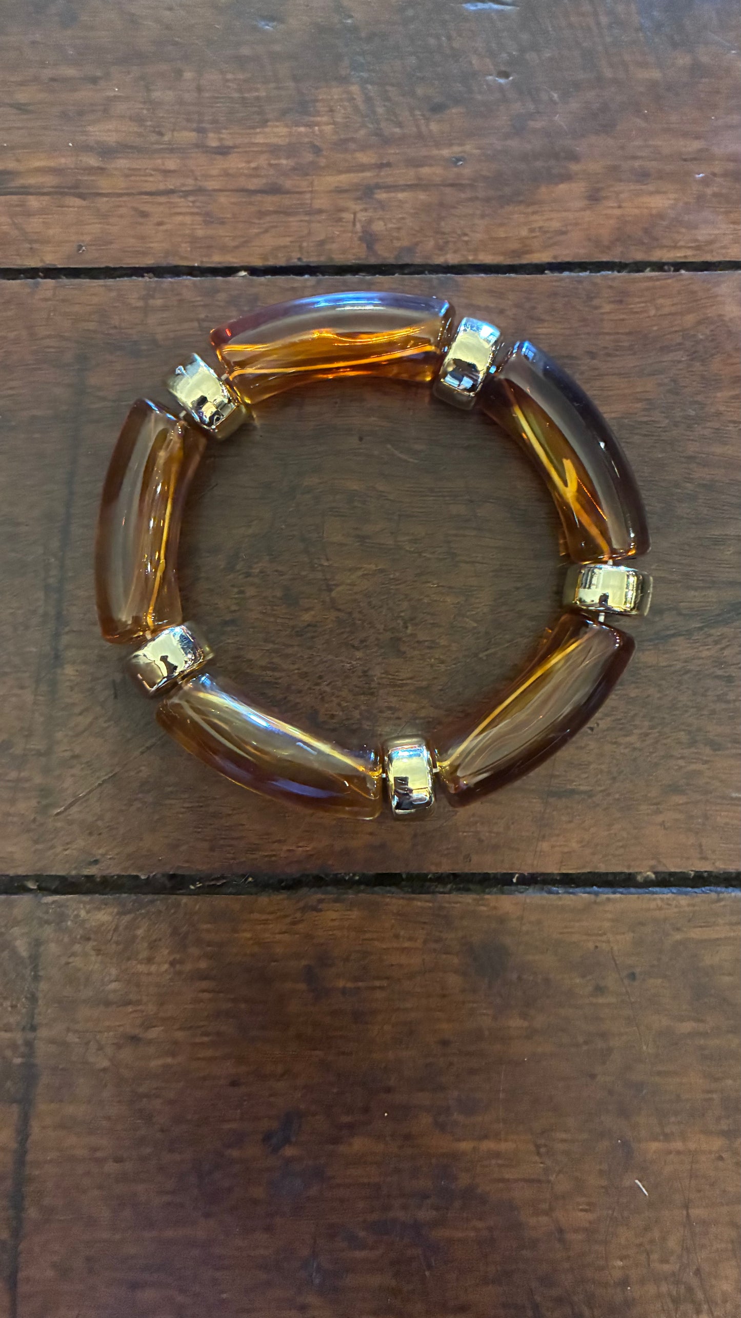 Resin/Gold Elastic Bracelets - Multi