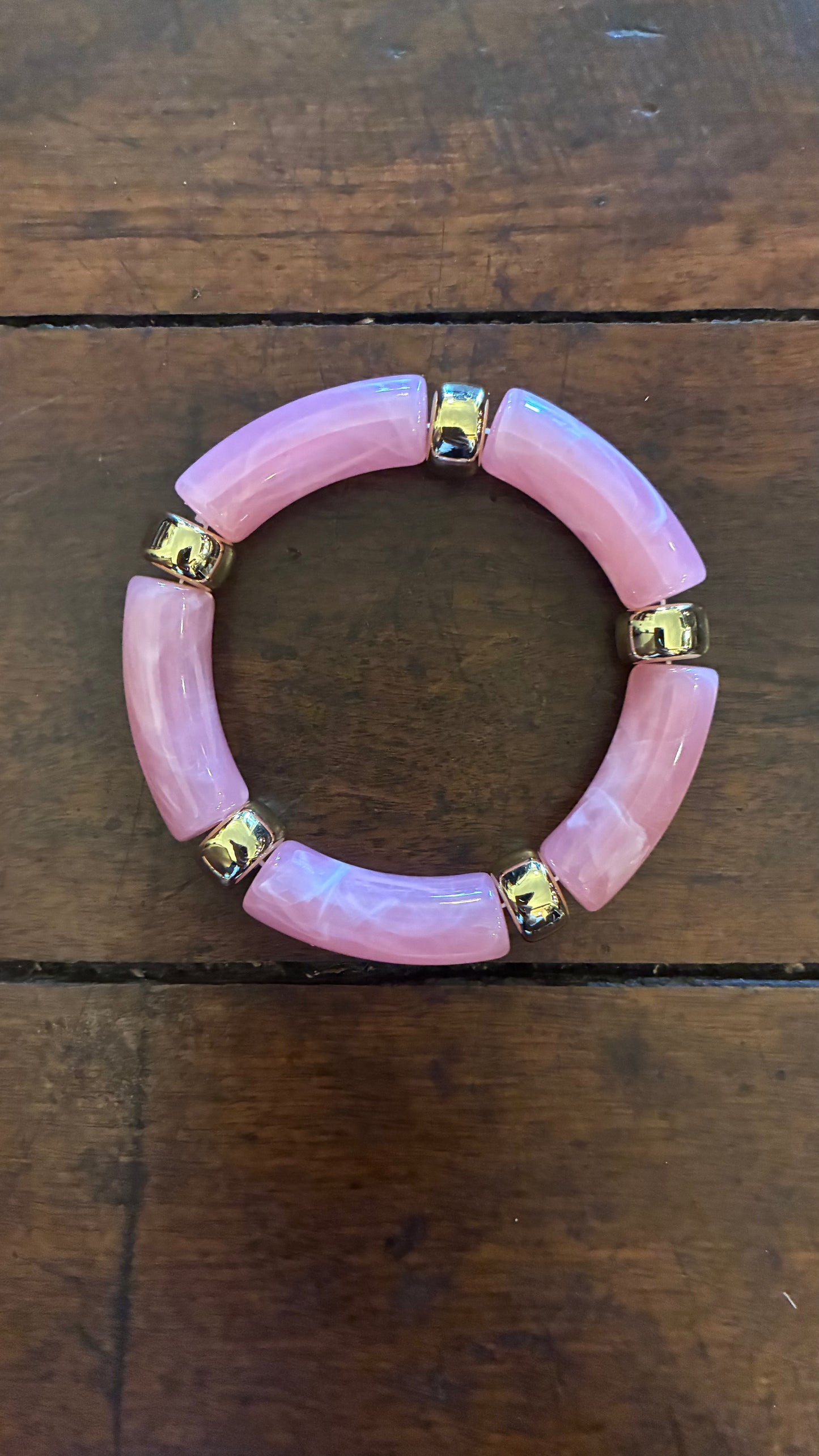 Resin/Gold Elastic Bracelets - Multi