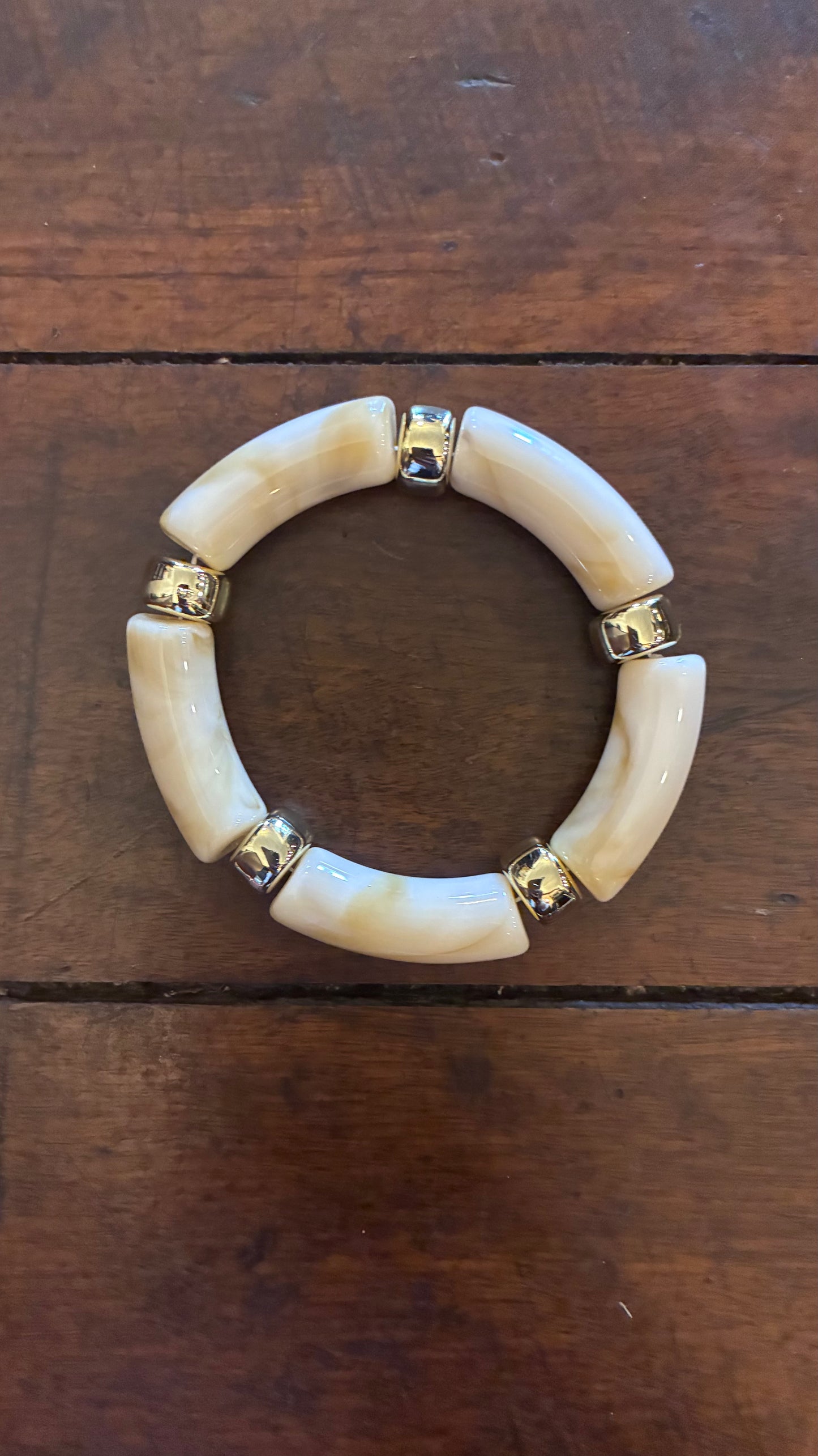 Resin/Gold Elastic Bracelets - Multi