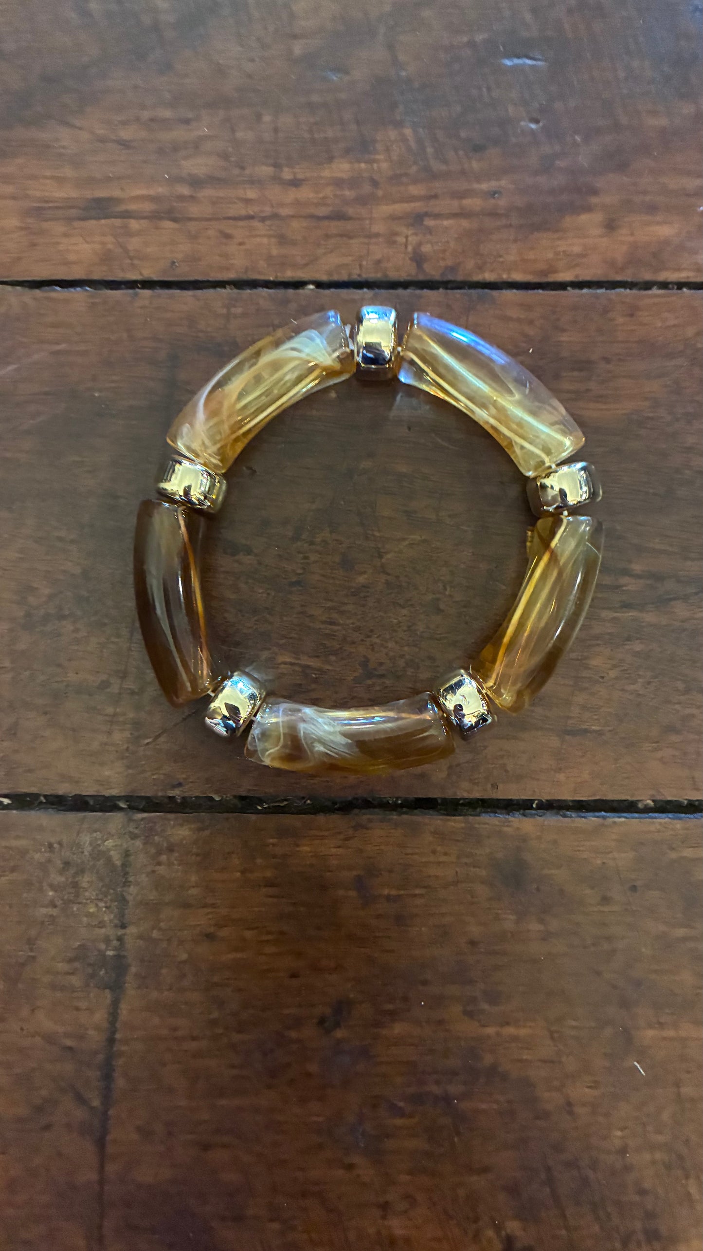 Resin/Gold Elastic Bracelets - Multi