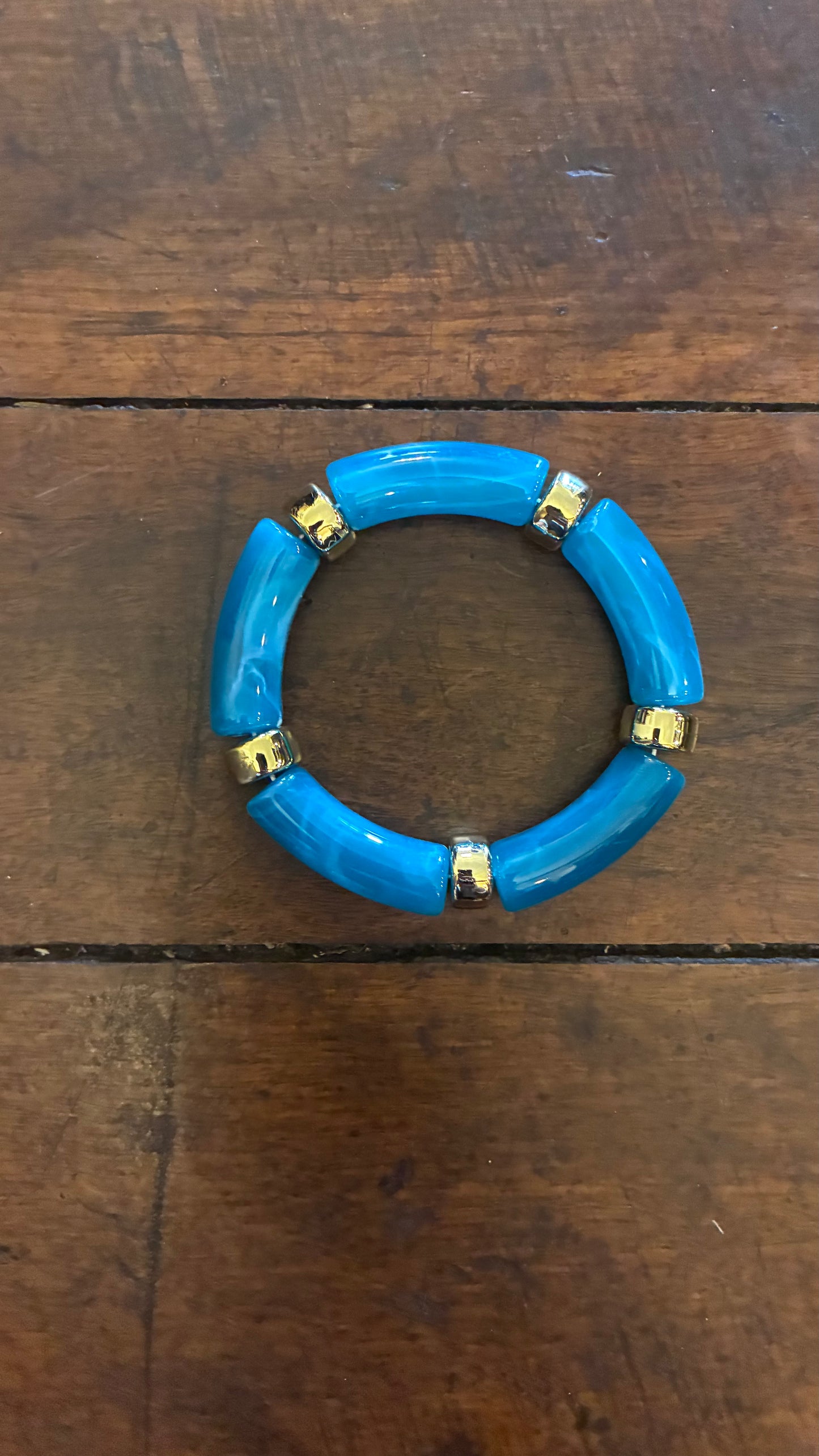 Resin/Gold Elastic Bracelets - Multi