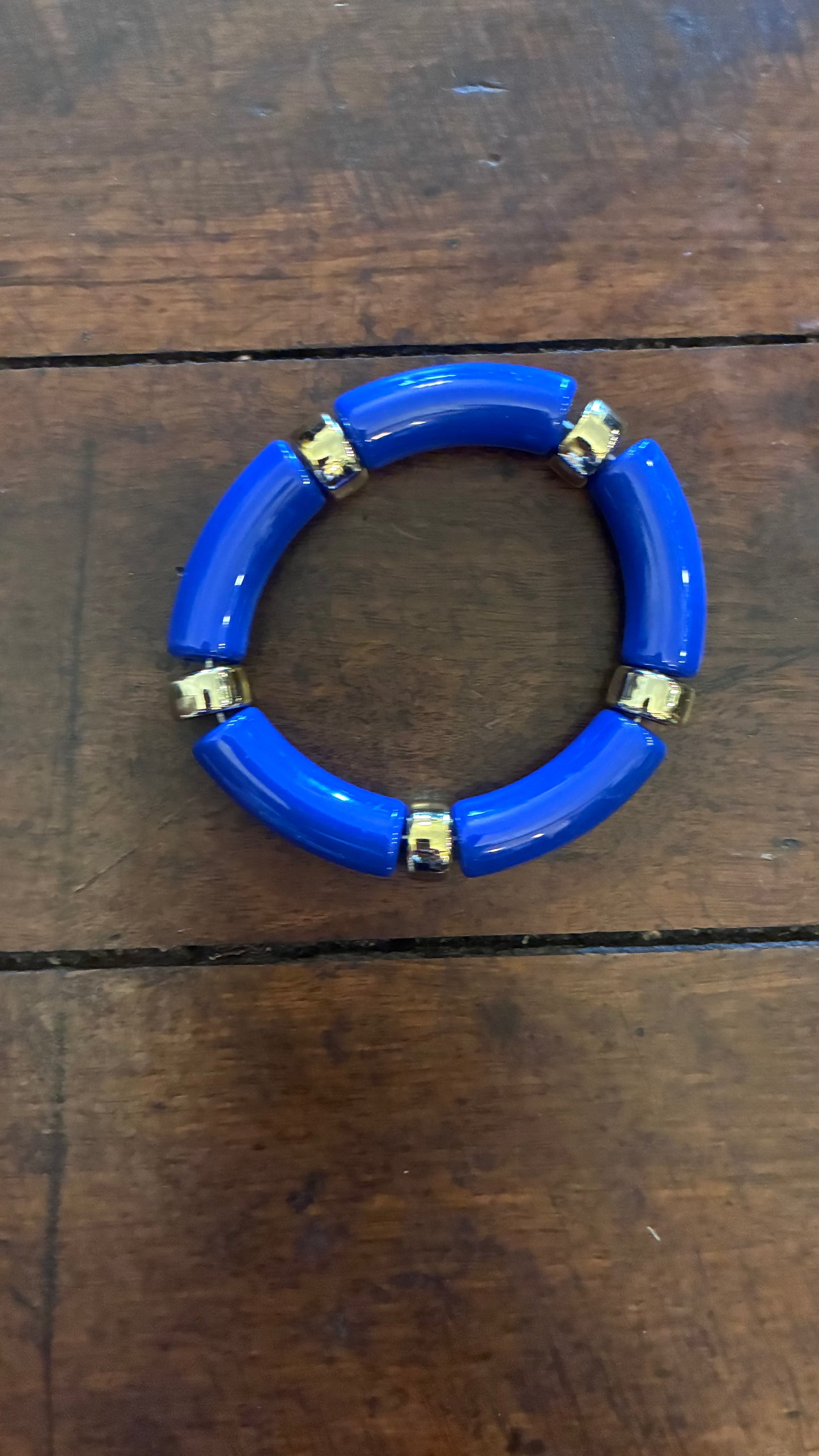 Resin/Gold Elastic Bracelets - Multi