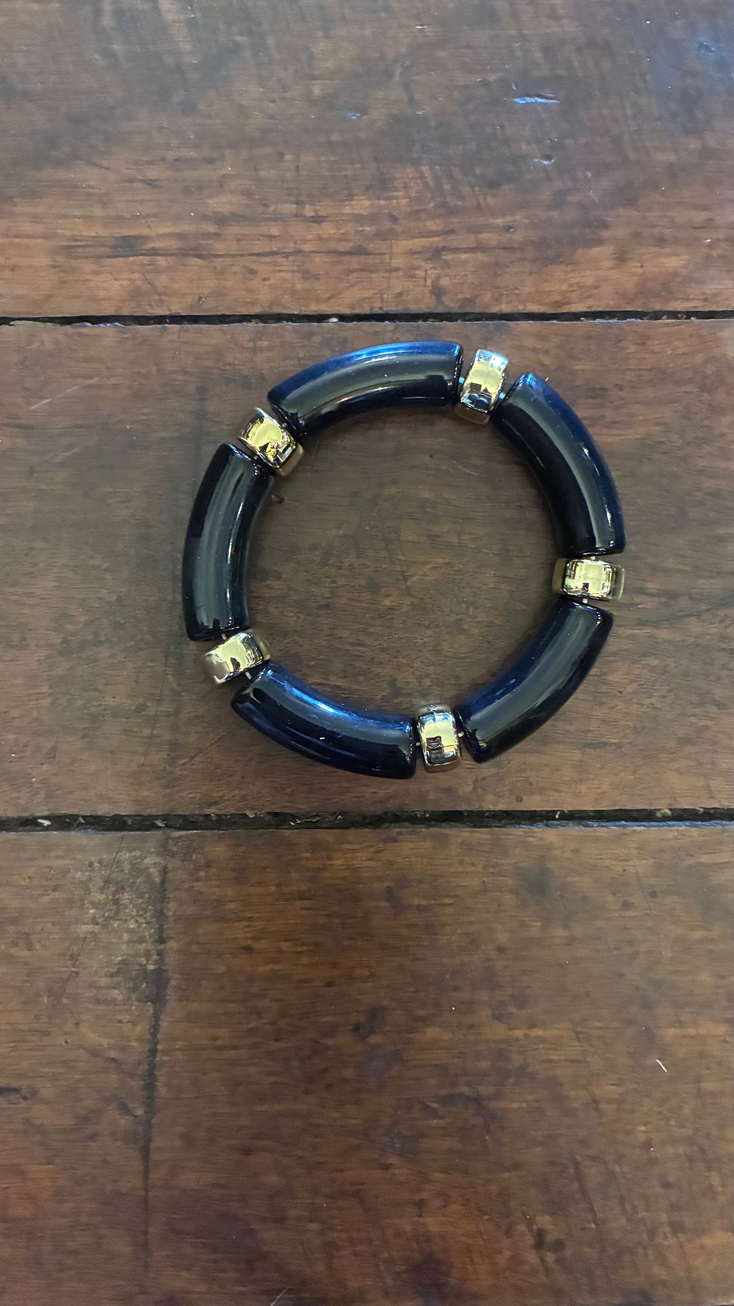 Resin/Gold Elastic Bracelets - Multi