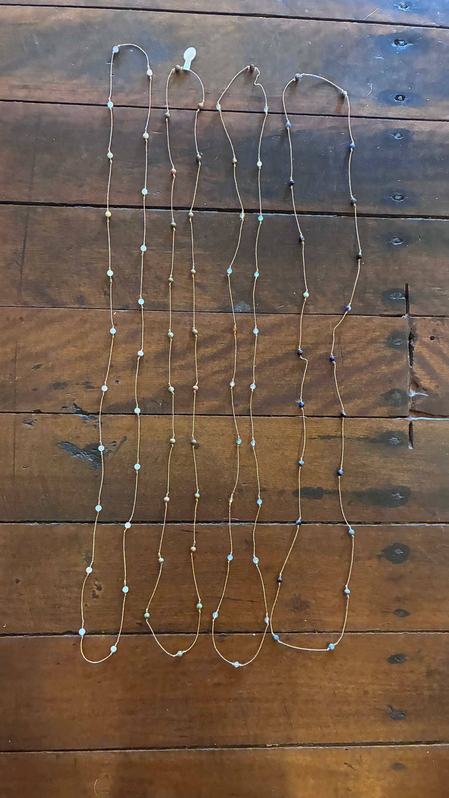 Gold Thread Necklace - Mixed Agates