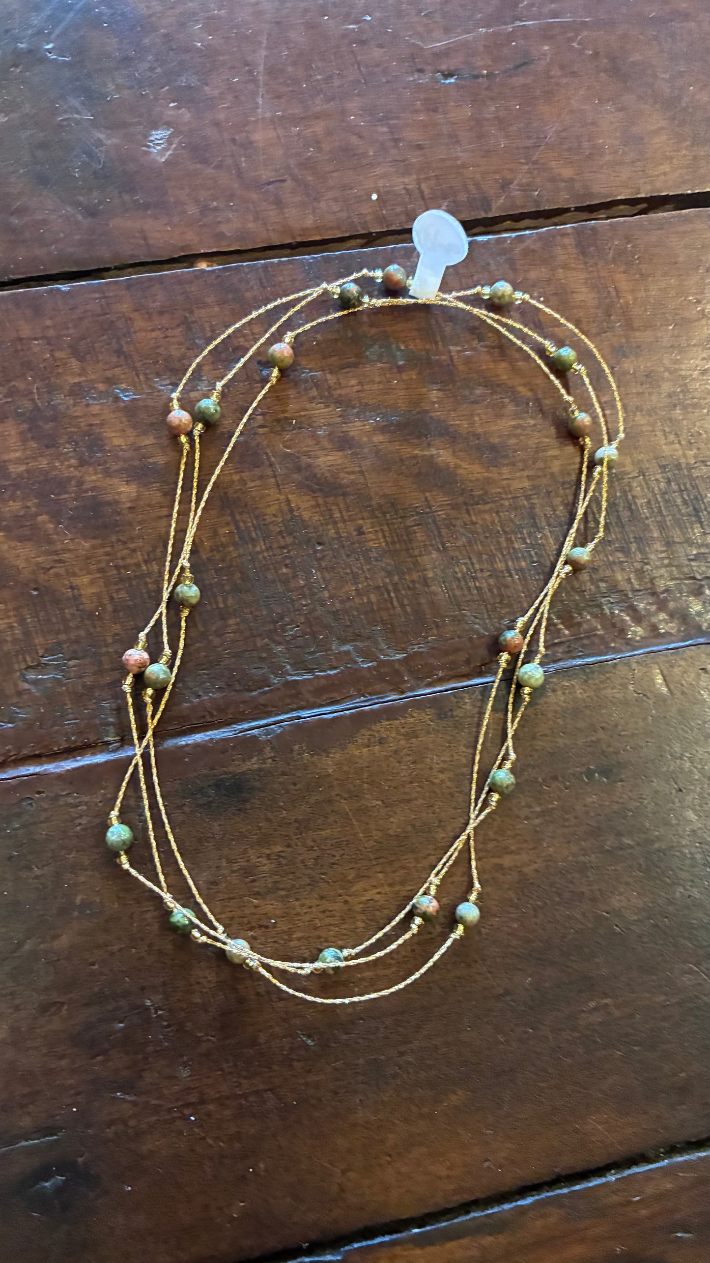 Gold Thread Necklace - Mixed Agates