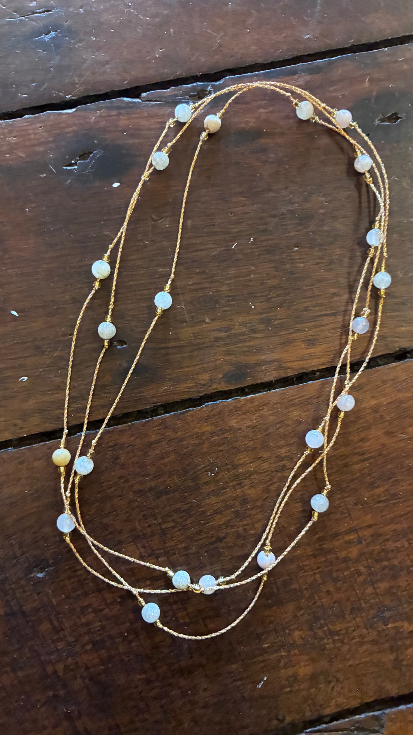 Gold Thread Necklace - Mixed Agates