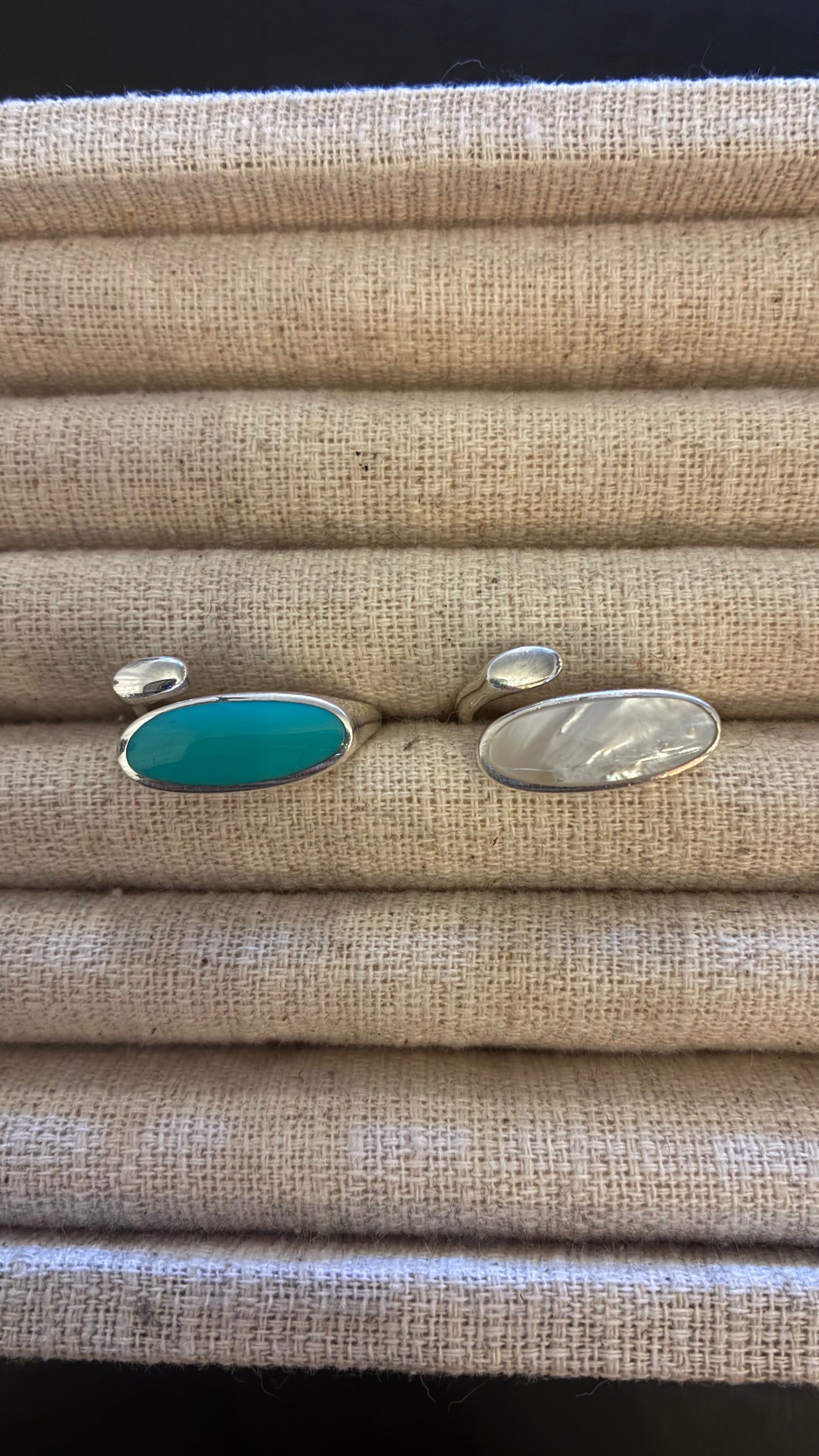 Oval Silver Ring - Moonstone & Turquoise