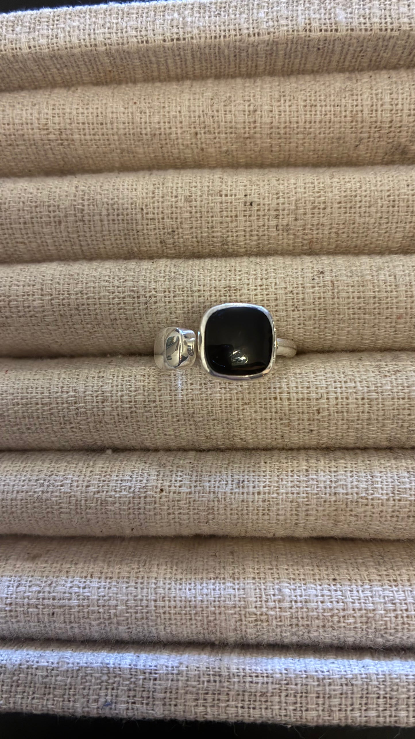 Square Silver & Black Ring