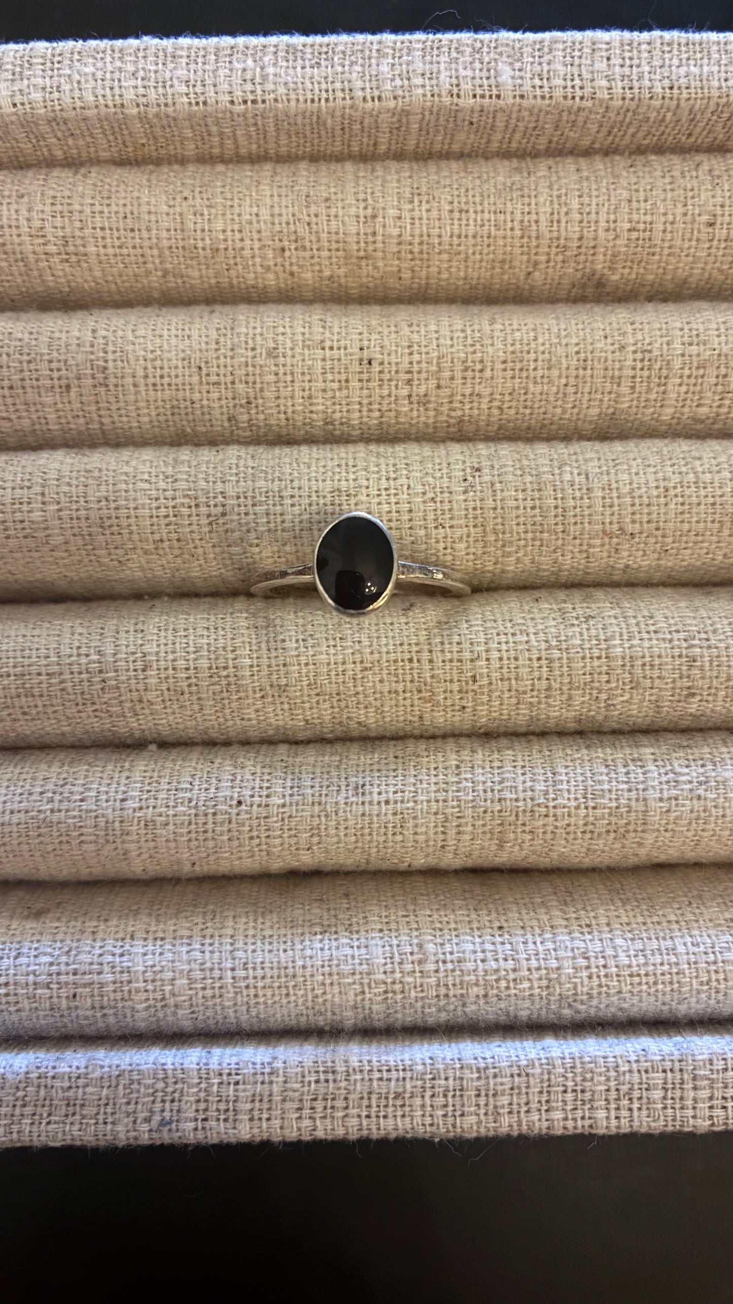 Round Silver & Black Ring