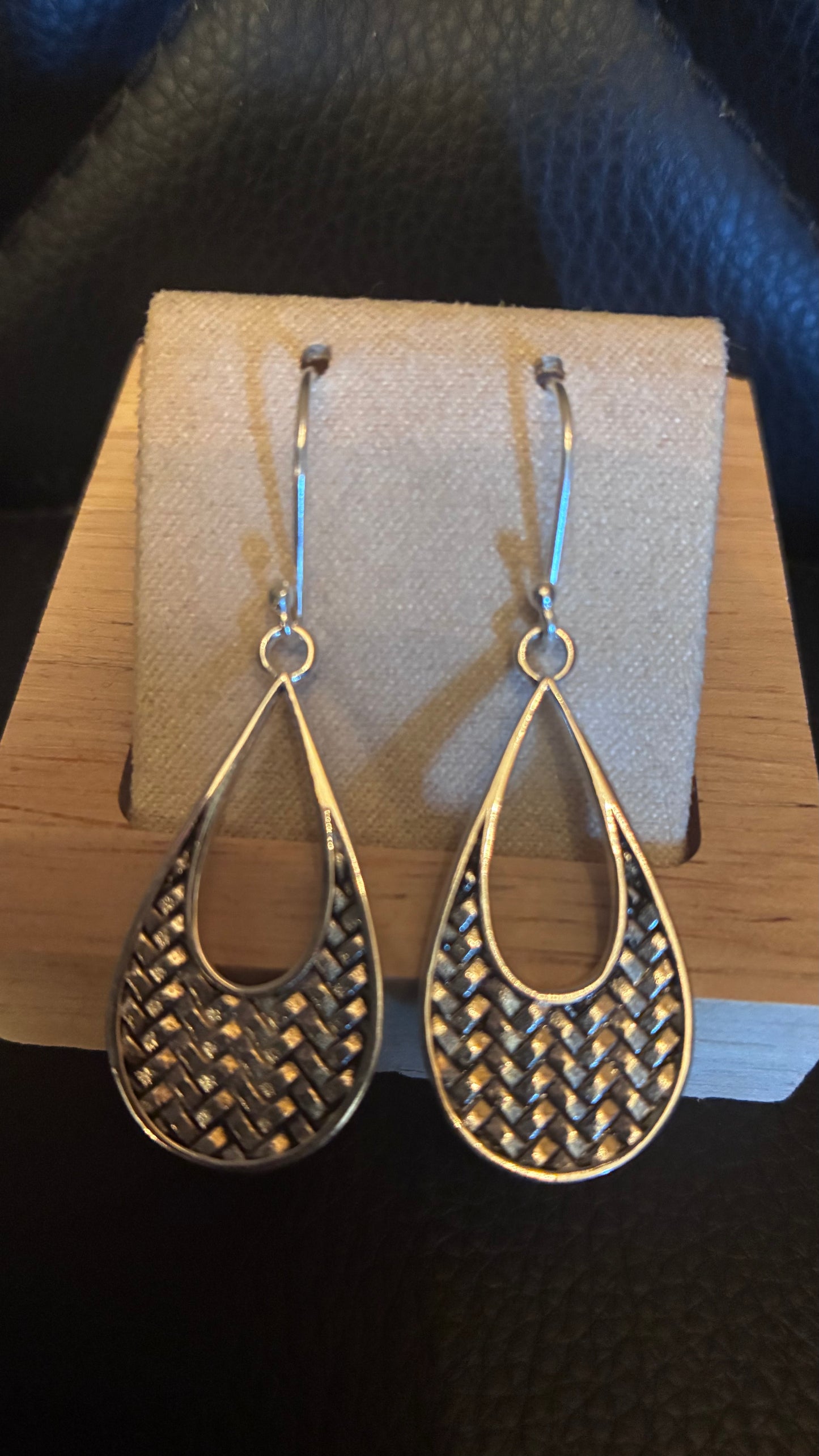 Silver Plaited Teardrop Earrings