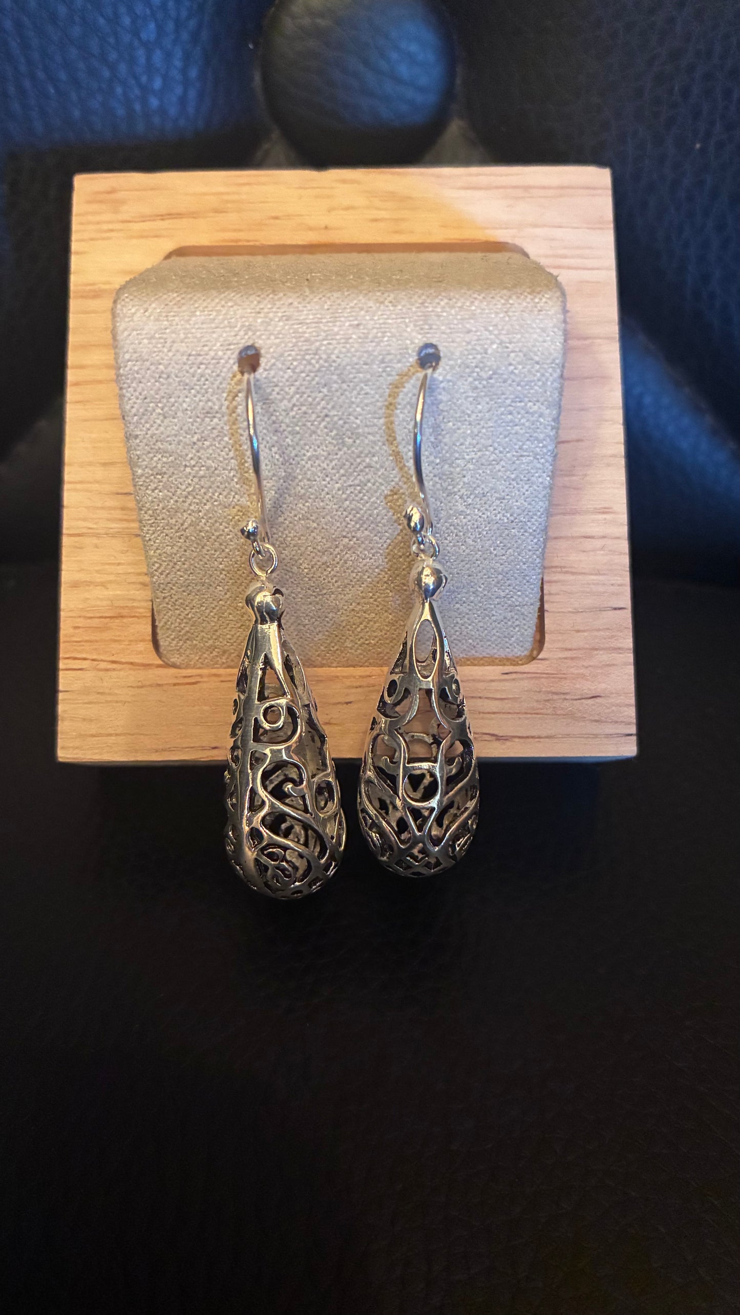 Silver Embossed Teardrop Earrings