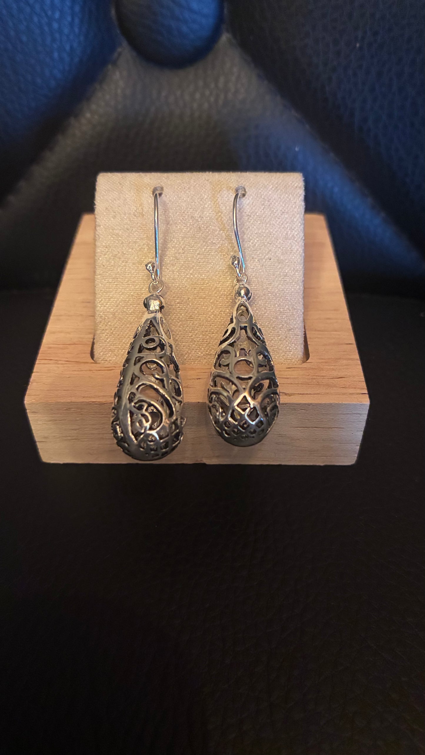 Silver Embossed Teardrop Earrings