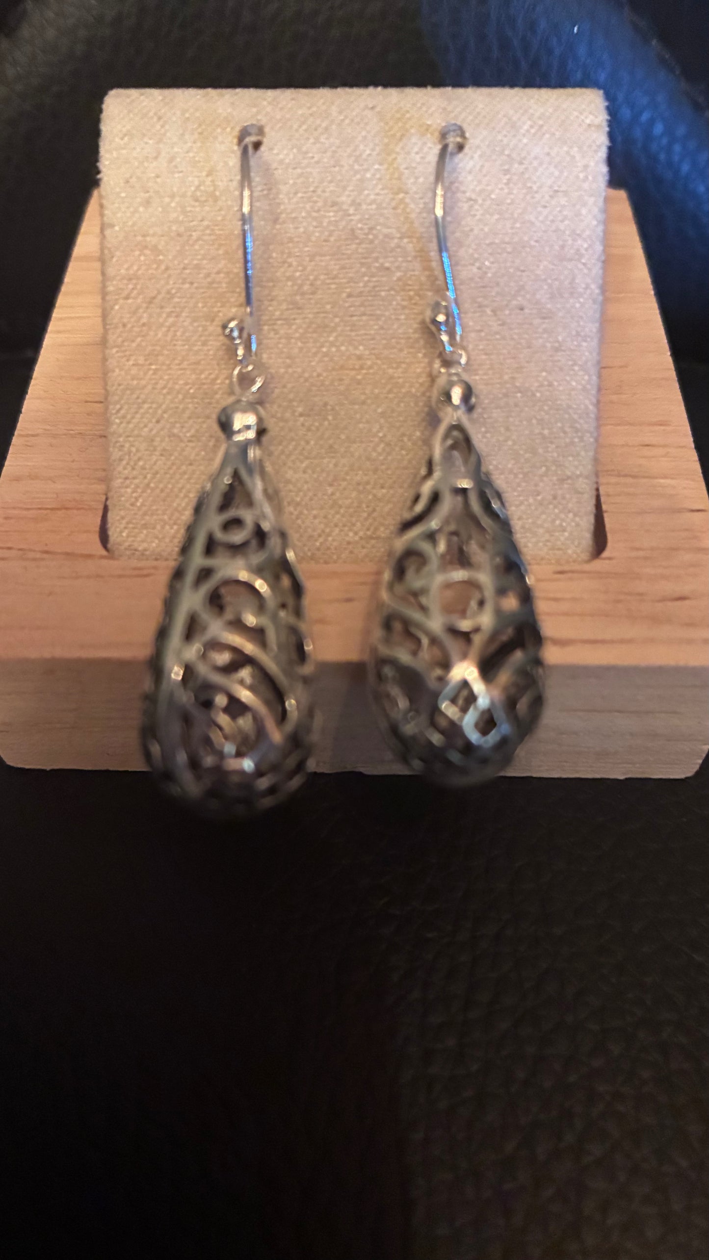 Silver Embossed Teardrop Earrings