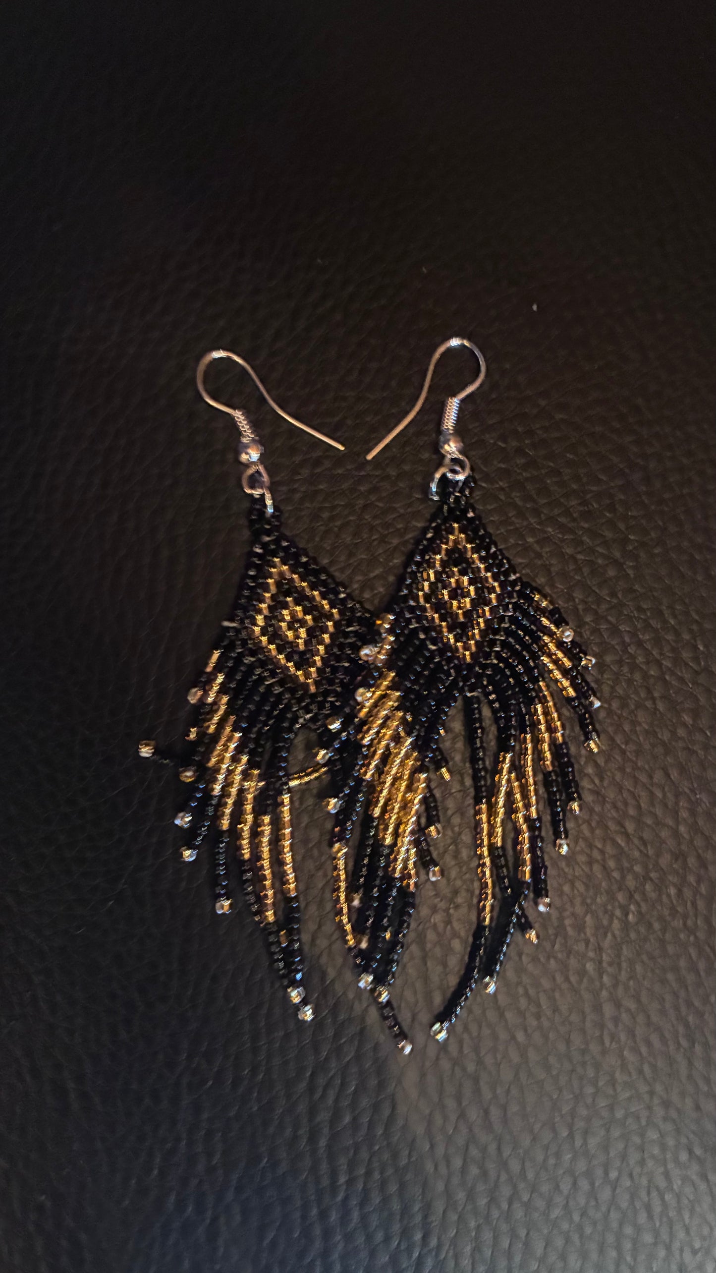 Diamond Beaded Earrings - Black