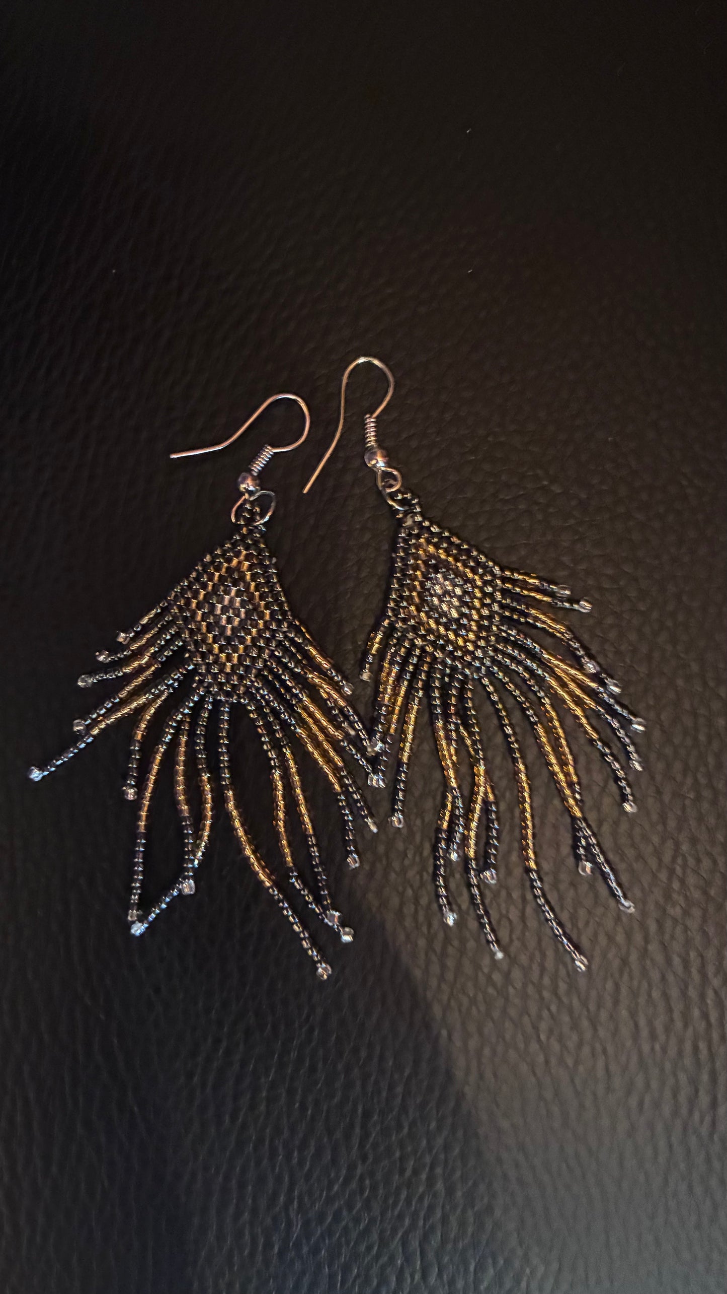 Diamond Beaded Earrings - Pewter