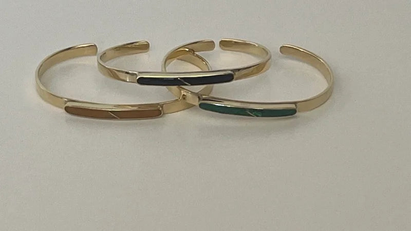Himalayan Bar Gem Cuff - Jade, Tigers Eye, Black Onyx
