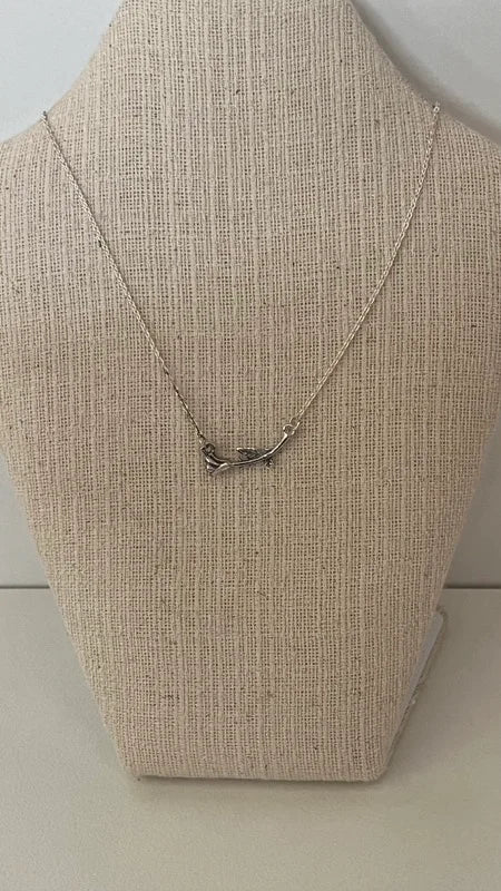 Rose Stem Pendant - Blackened Silver