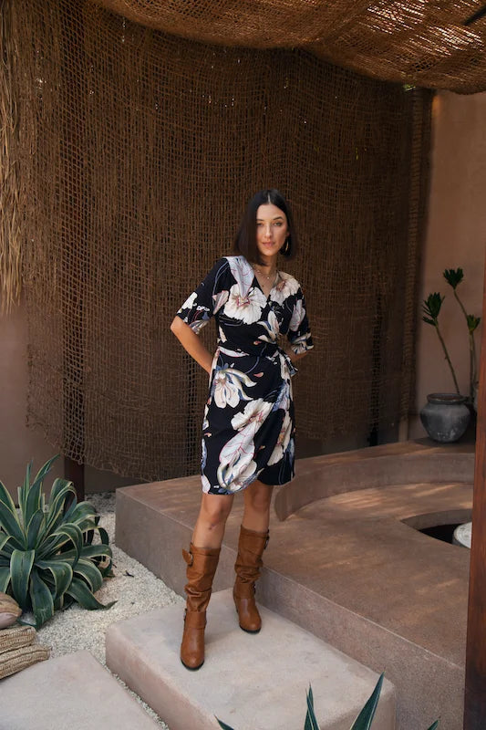 Olive Wrap Dress - Large Lily
