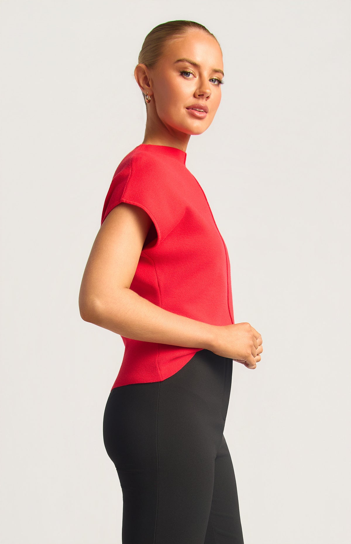 Front Seam Knit Top - Red
